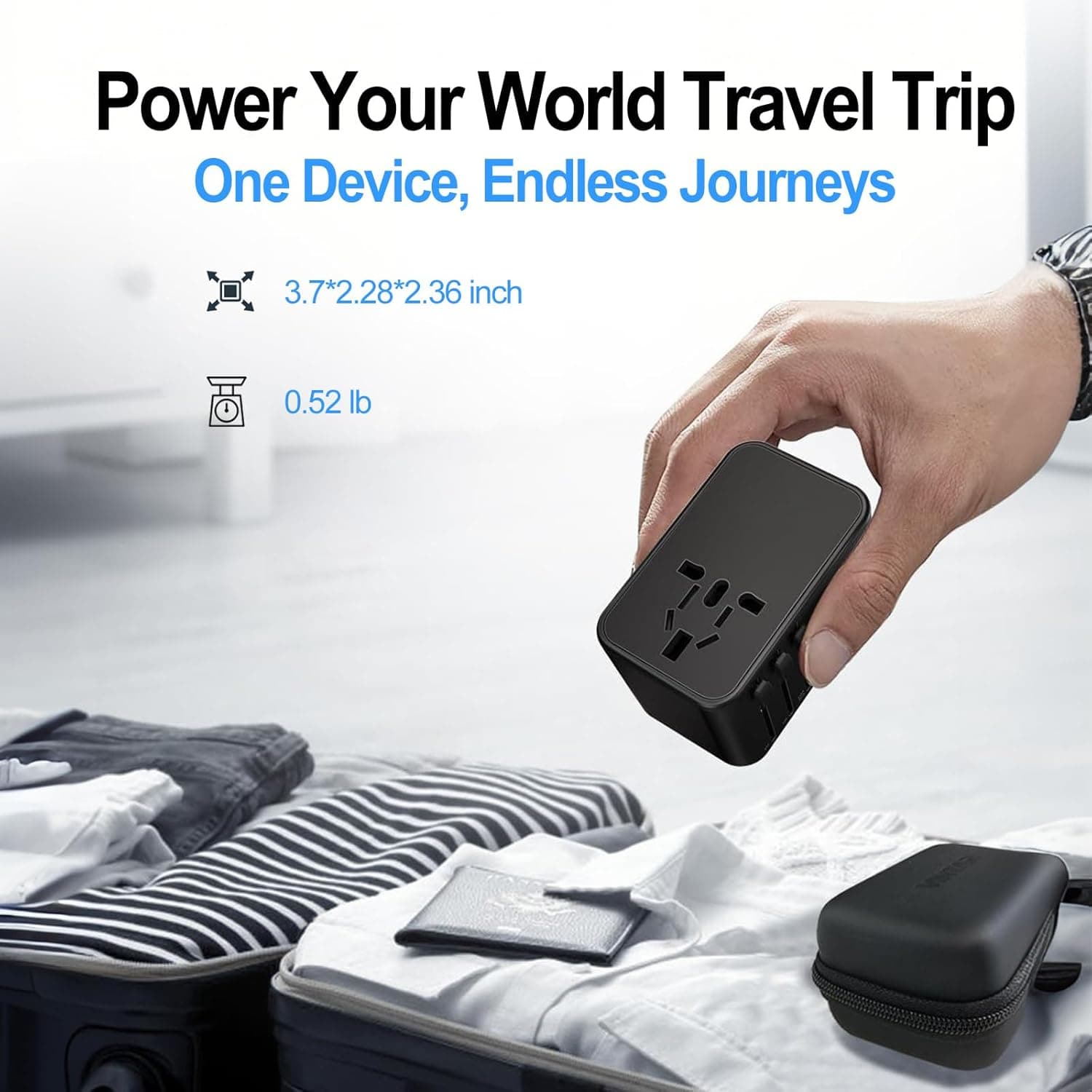 Travel Adpater with USB both USB TYPE-C(PD-20W) AND USB A-(QC-3.0)