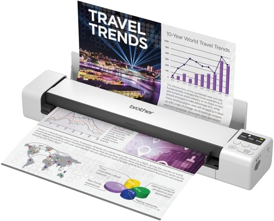 Brother DS-940DW Document Scanner, Wireless/USB 3.0, DSMobile, Portable, 2 Sided Scanning, 15PPM, A4 Scanner, Includes Micro USB Cable, White, Normal