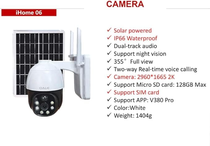 OALE iHome 06 4G Solar Security Camera – Wireless Outdoor PTZ CCTV with SIM Card Support, 2K HD, Color Night Vision & Two-Way Audio 3