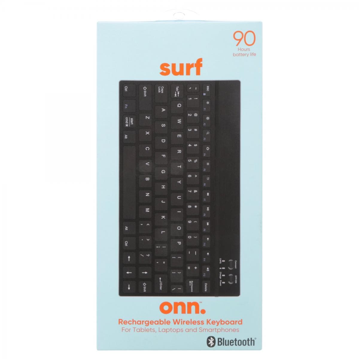 onn. Aluminum Bluetooth Keyboard for Apple, Samsung, Tablets, Laptops & Smartphones