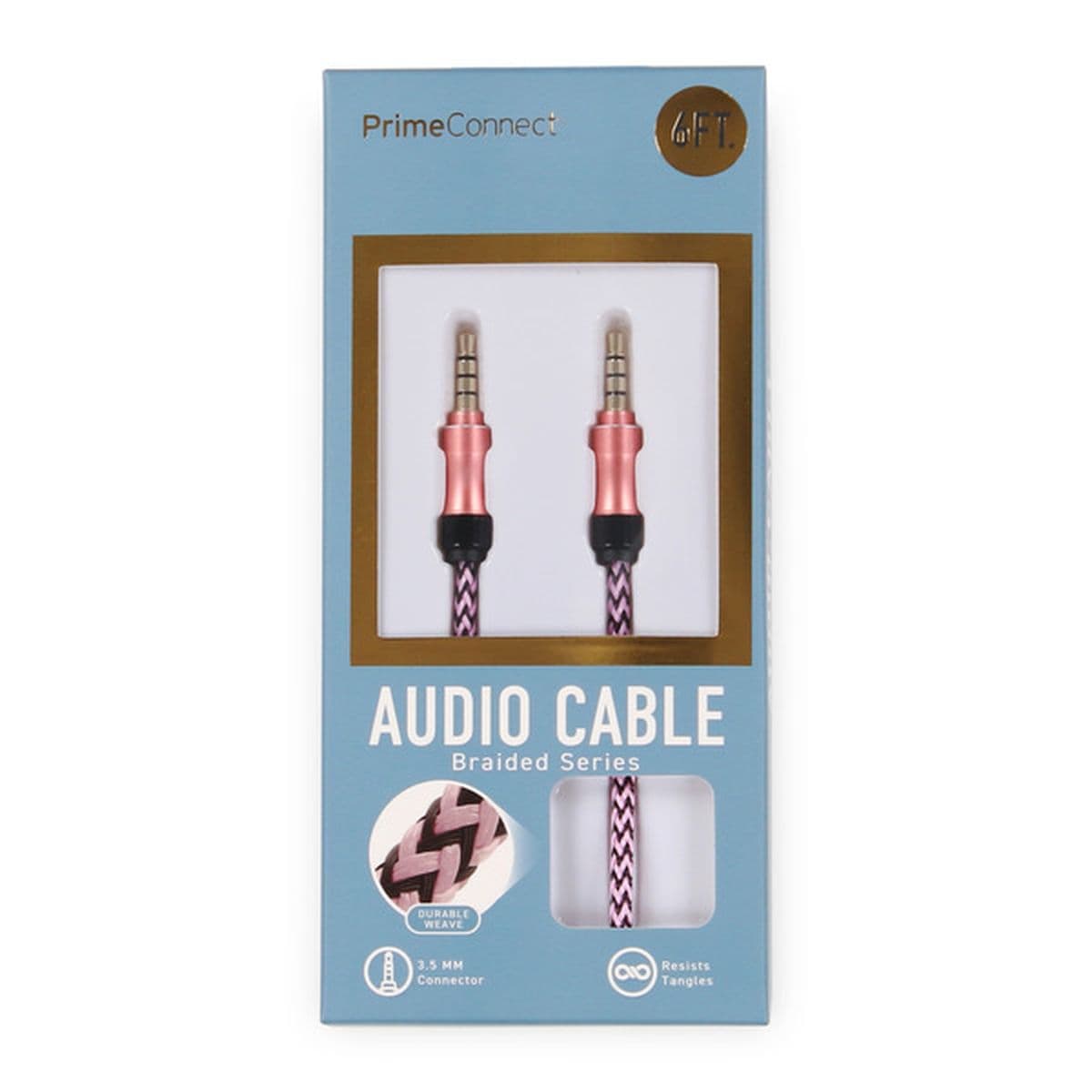 Prime Connect Braided Series Heavy Duty 3.5mm Audio Cable (6 ft)