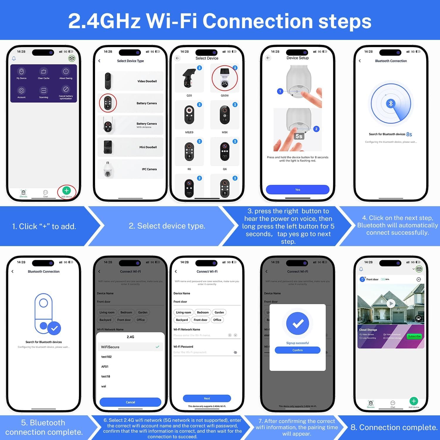 1080p Security Camera Wireless with Solar Panel, AI Human Detection, 2-Way Audio, Color Night Vision, 2.4G WiFi Only, Cloud Storage (Sold Separately), Indoor/Outdoor Surveillance Bullet Cam (WiFi) 2