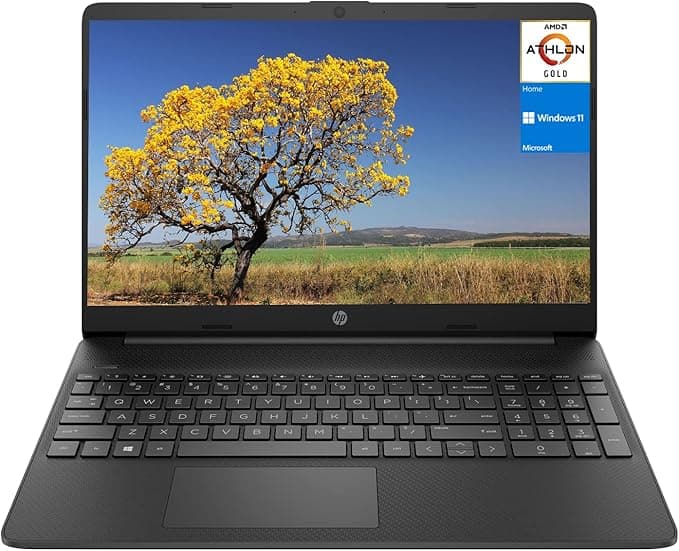 HP 14.5 HD Micro-Edge Laptop, Touchscreen, AMD Athlon Gold 3150U with Radeon Graphics, 4GB DDR4 RAM, 256GB PCIe SSD, Windows 11 Pro, Full-Size Keyboard, HDMI, Bluetooth, Wi-Fi, Silver – Lightweight & Compact Design