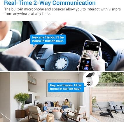 1080p Security Camera Wireless with Solar Panel, AI Human Detection, 2-Way Audio, Color Night Vision, 2.4G WiFi Only, Cloud Storage (Sold Separately), Indoor/Outdoor Surveillance Bullet Cam (WiFi) 5