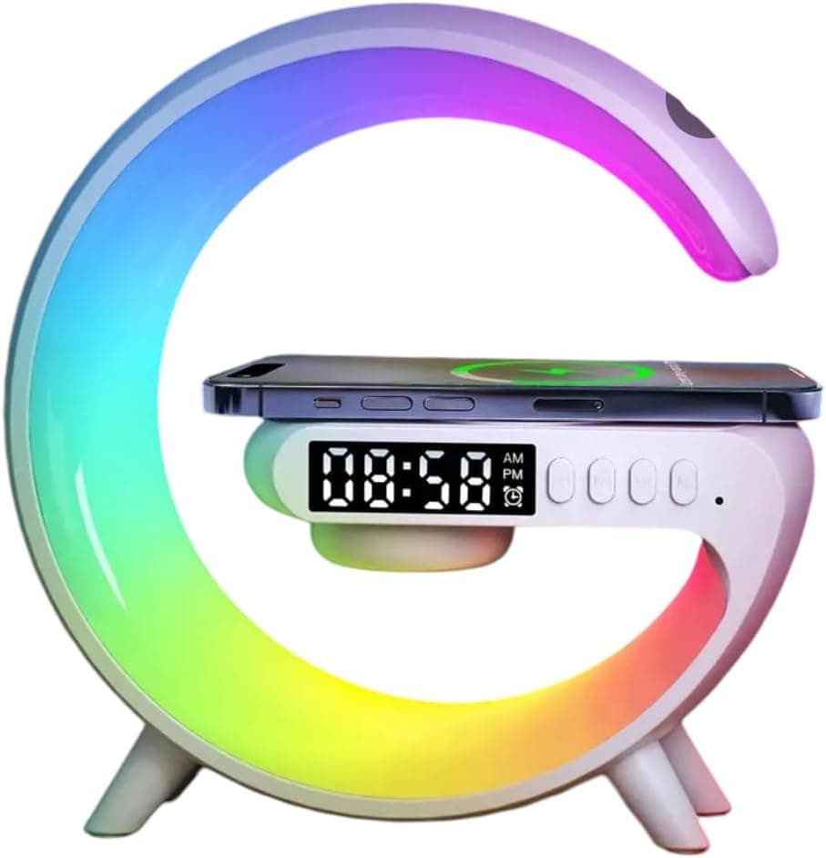 Smart Light Sound Machine Wireless Charger Stand Speaker Rhythm RGB Light Smart Alarm Clock for iPhone 16 15 14 13 12 Pro Max Plus AirPods for Samsung for Xiaomi 15 14 13 12