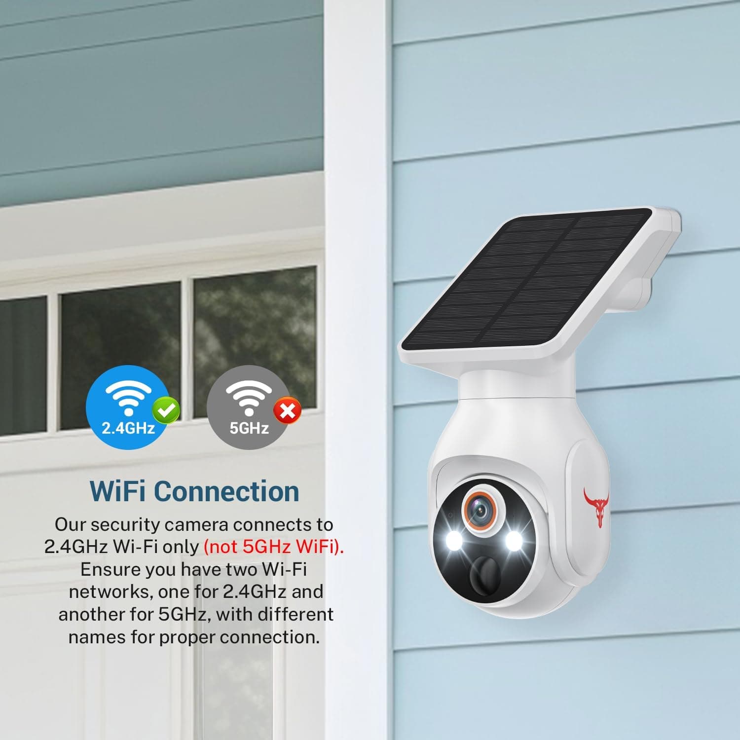 1080p Security Camera Wireless with Solar Panel, AI Human Detection, 2-Way Audio, Color Night Vision, 2.4G WiFi Only, Cloud Storage (Sold Separately), Indoor/Outdoor Surveillance Bullet Cam (WiFi) 3