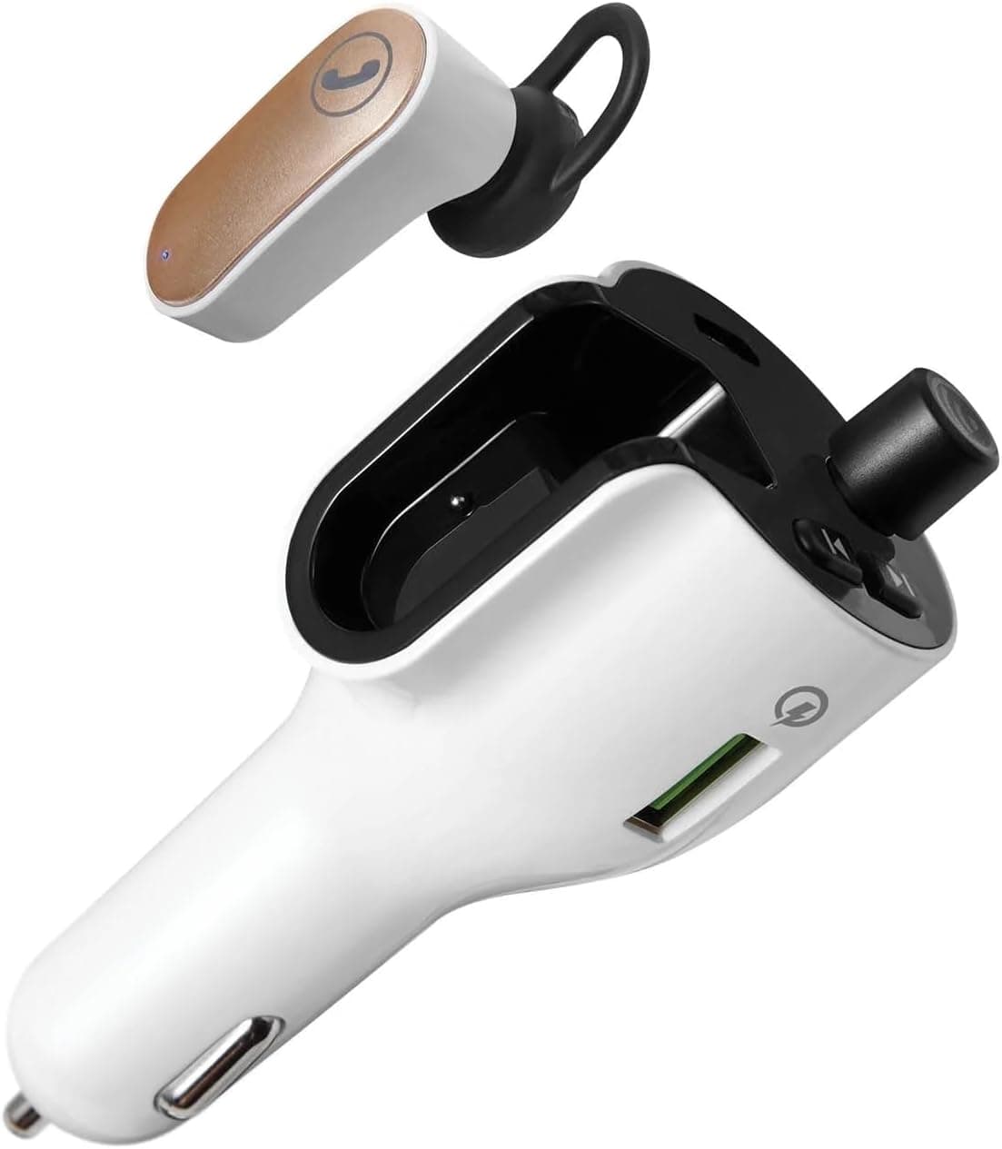 ONN Upgraded Wireless Headset with Mic, Bluetooth FM Transmitter, Supports FM Frequency 88.0–108.0 MHz, LED Display, Quick Charge 3.0 Tech with USB and USB-C Charging Ports, 2 Hours of Talk Time