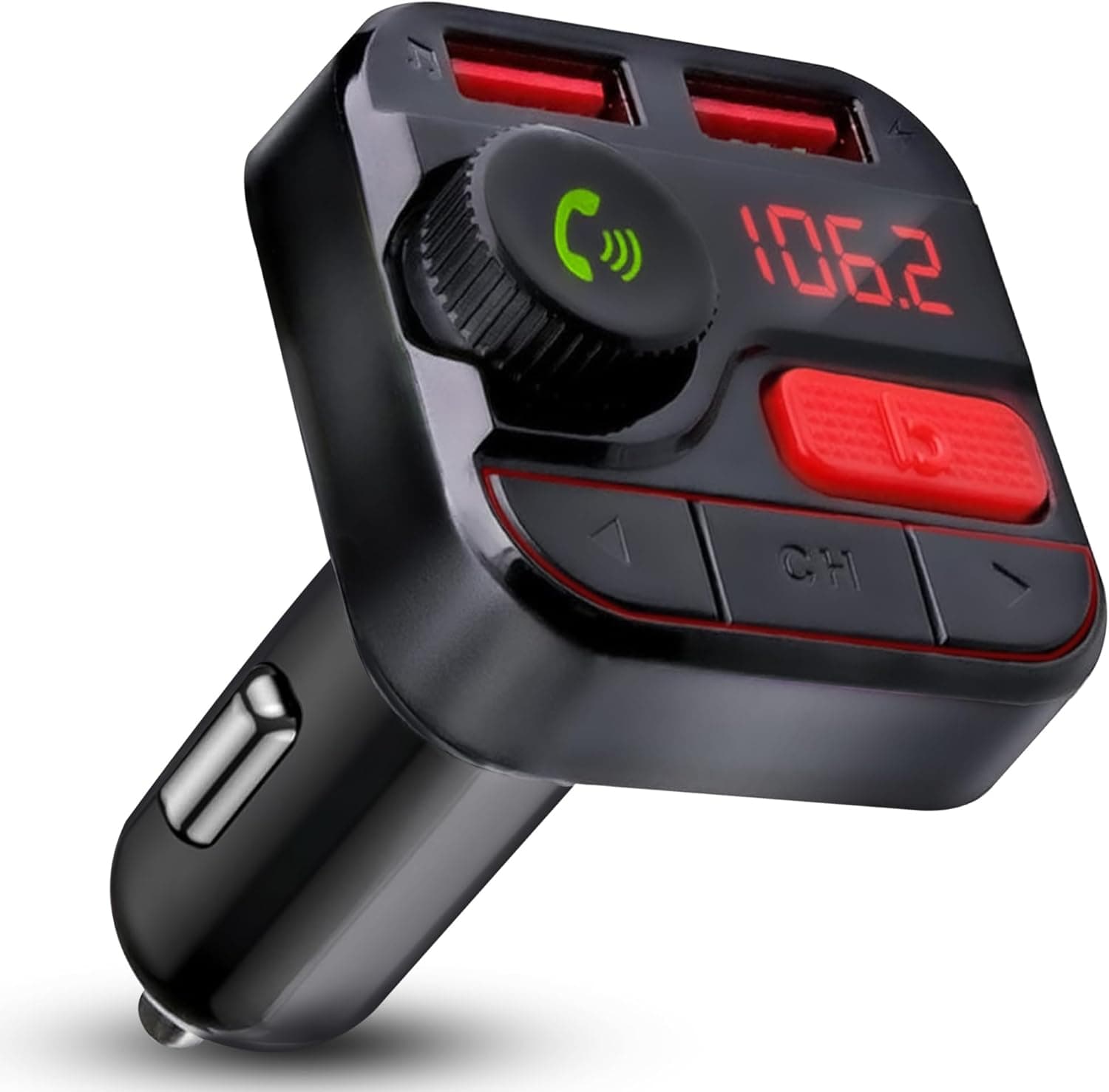 Monster Bluetooth FM Transmitter for Car Cigarette Lighter, Bass Boost, Track Back/Forward, Volume, Play/Answer Buttons, Micro SD Card Slot, Microphone, 2 USB Chargers, Google Voice & Siri Compatible
