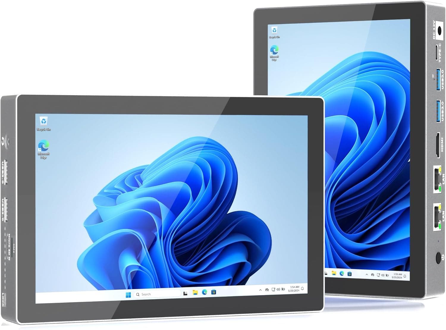 HIGOLEPC Mini PC Computer Celeron N95 Win 11 Pro 7 Inch, 16GB RAM 512GB ROM Mini PC with Screen HD 1280x800, Dual 4K Display Output, HDMI, Type-C, Wifi5,0, SIM 4G Desktop Pc with Battery