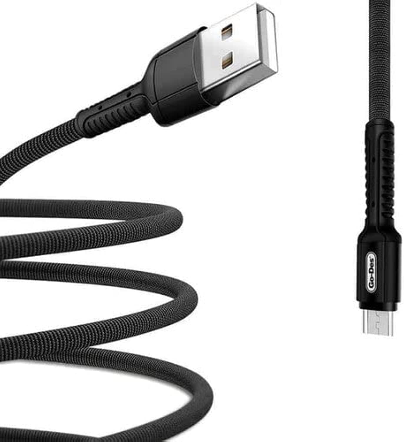 Go-Des USB To C-Type Superfast Charging Data cable Nylon Braided Wire Compatible With Samsung Huawei 1M Length Black