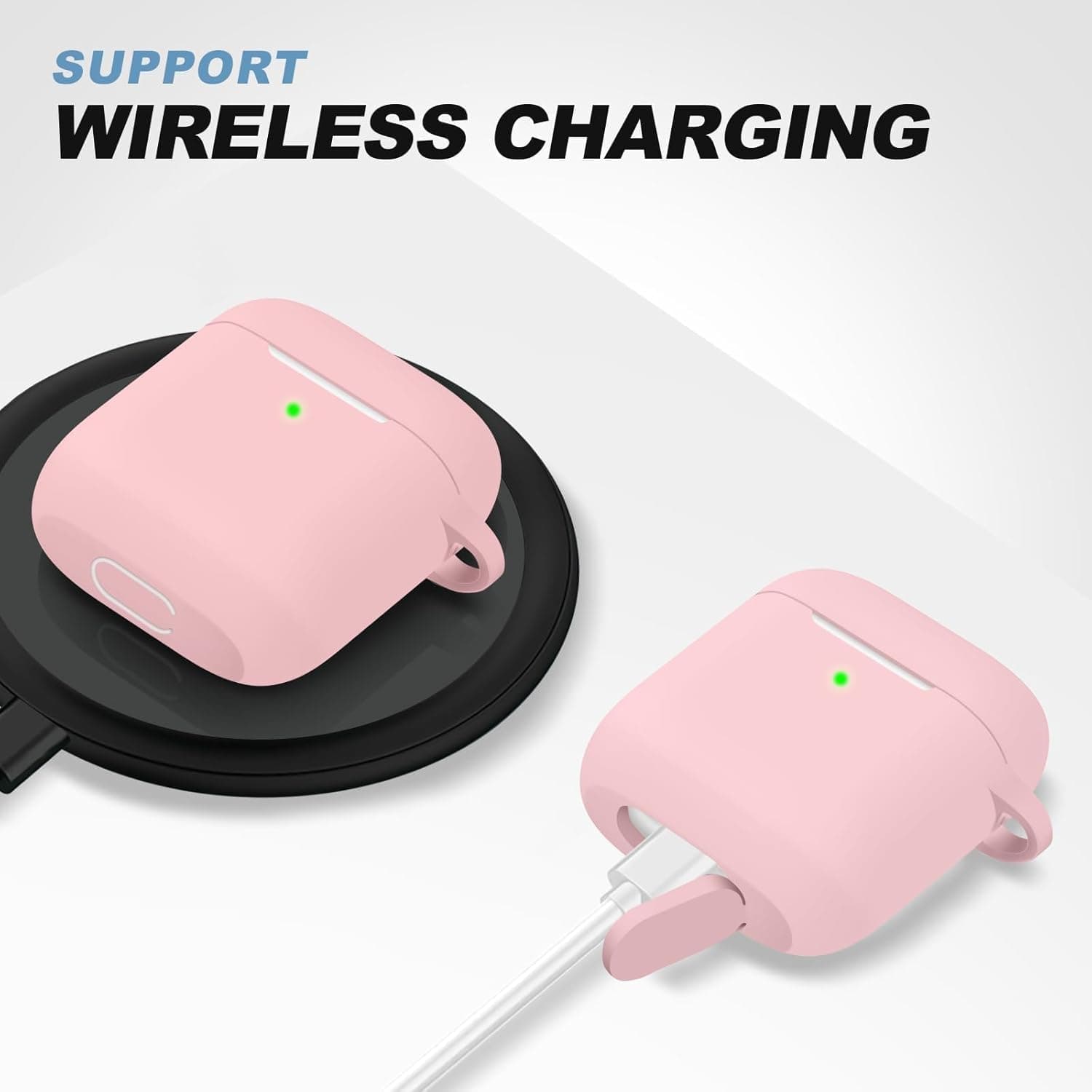  Woyinger for AirPods Case Cover, Come with Clean Pen，Soft Silicone Protective Cover with Buckle for Women Men Compatible with Apple AirPods 2nd 1st...