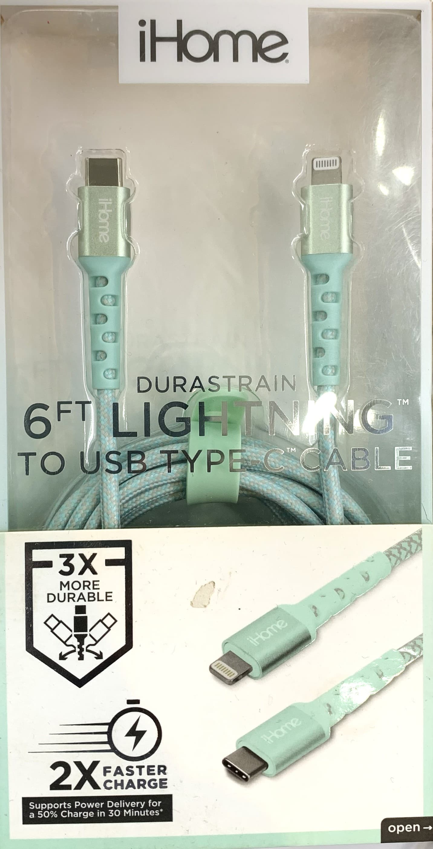 iHome 6ft. Braided USB Type C Charging Cable 