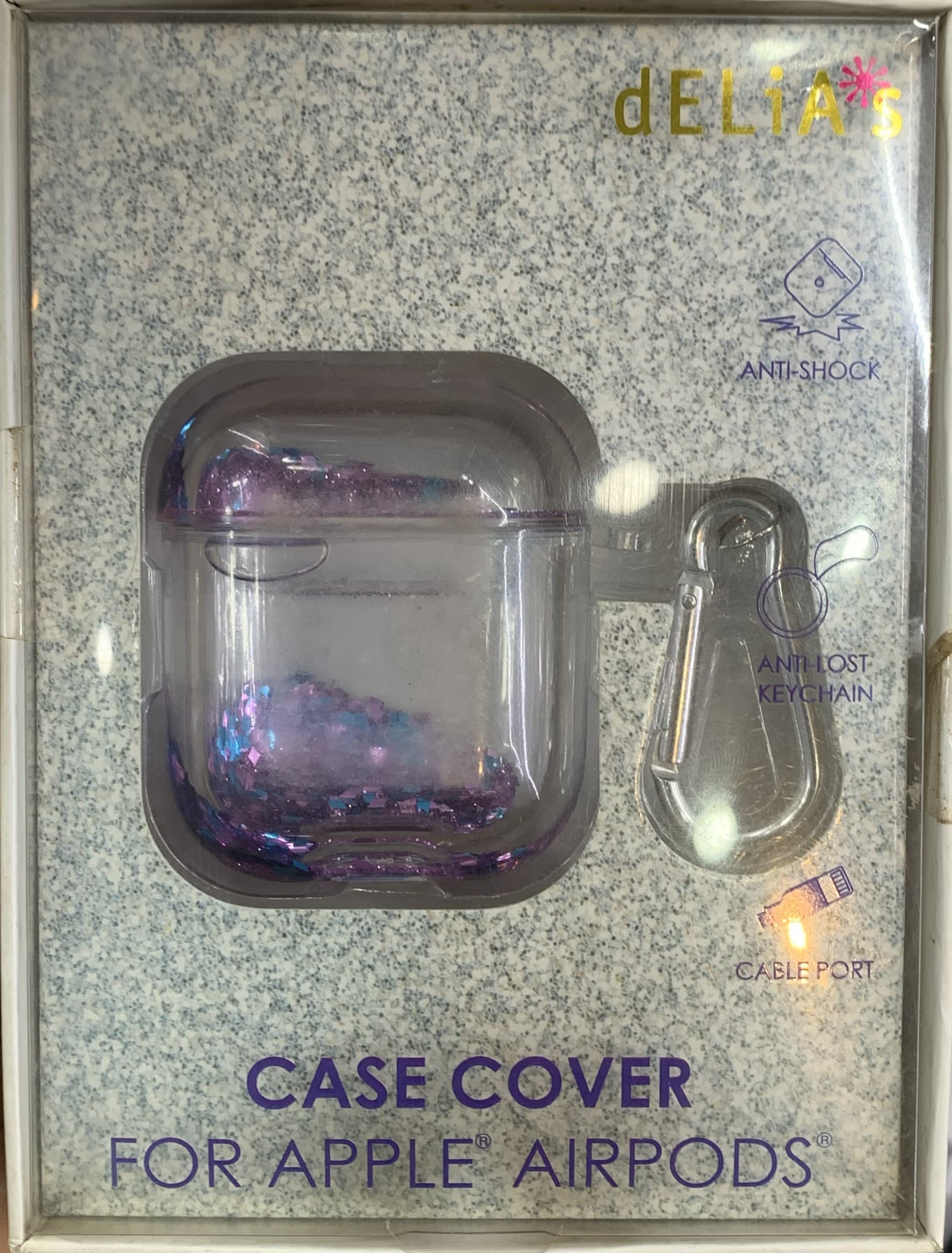 Delias case cover for Apple AirPods floating blue glitter and hearts