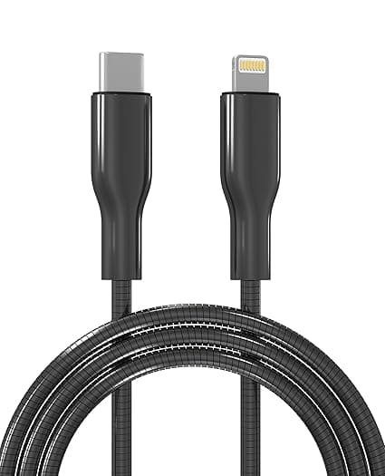 BMON Metal Braided Nylon USB-A to Lightning Cable, 120W Fast Charging & Data Sync Cable, 1M (3.3FT), Durable Aluminum Alloy Connector for iPhone and Apple Devices – Black 2