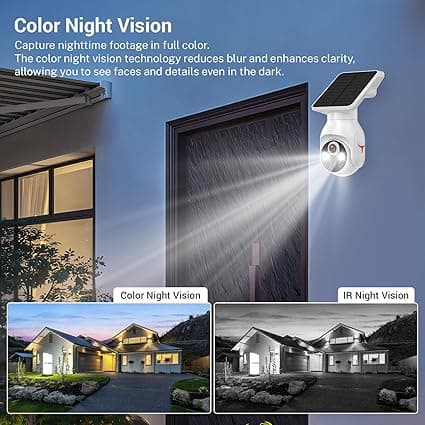 1080p Security Camera Wireless with Solar Panel, AI Human Detection, 2-Way Audio, Color Night Vision, 2.4G WiFi Only, Cloud Storage (Sold Separately), Indoor/Outdoor Surveillance Bullet Cam (WiFi) 4